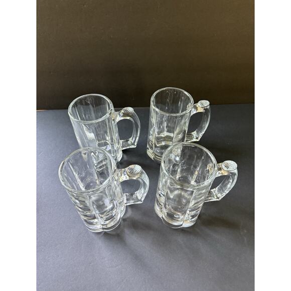 Libbey 5011 Clear 15 OZ Glass Tankard Handled Mug Set (4) Thumb Rest Vintage - Picture 4 of 9